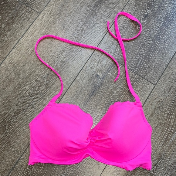 Victoria's Secret Other - Victoria’s Secret Hot Pink Scalloped Swim Suit Bikini Top
